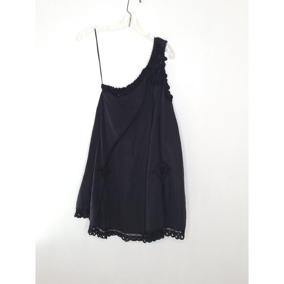 Free People Billie Battenberg Lace Dress One Shoulder Black A Line Women Medium - Picture 10 of 13